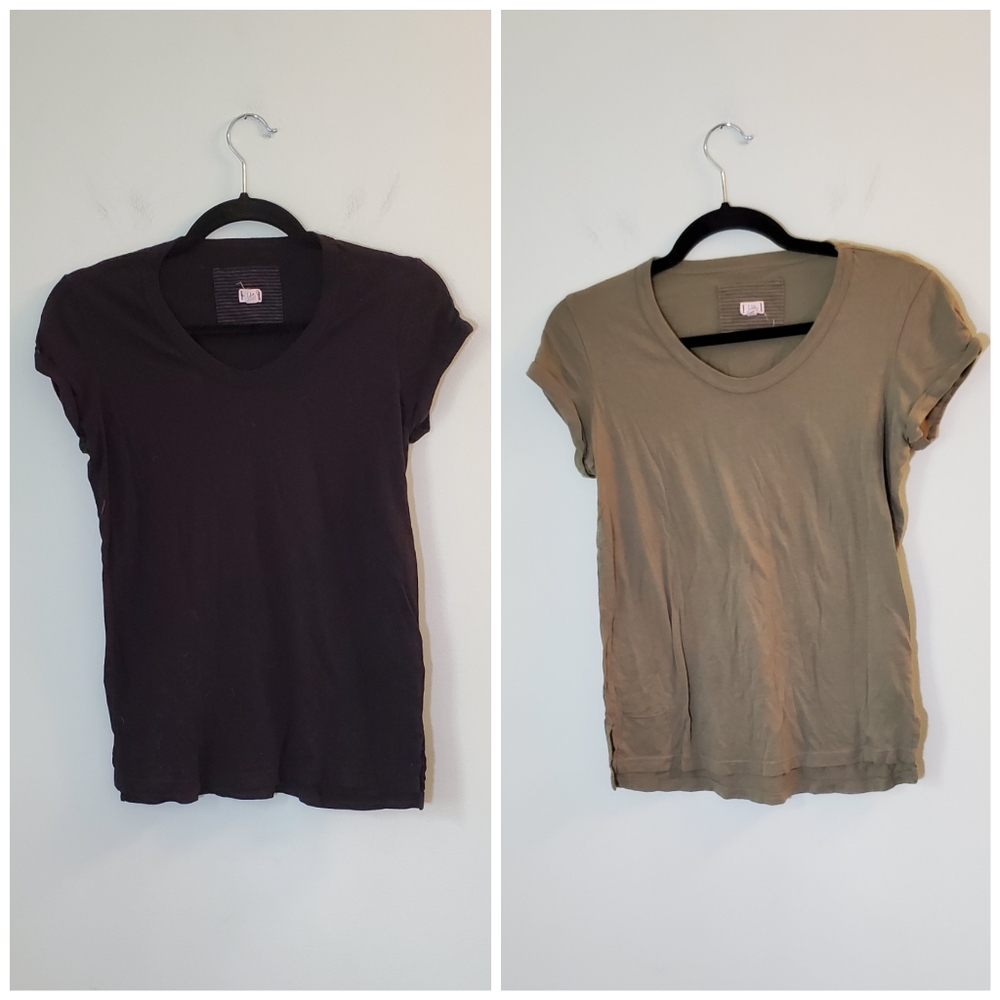 Lot T.LA Anthropologie Black & Green T-Shirt Tees